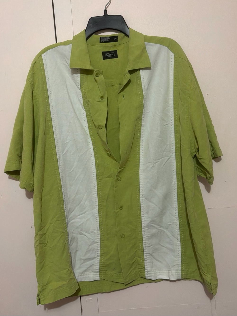 Haggar Lime Green Short-Sleeve Button Shirt
